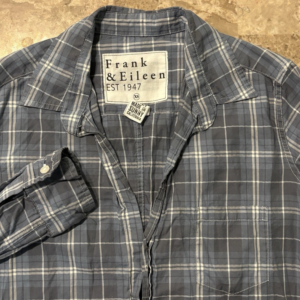 Frank & Eileen Barry Shirt Womens XS Plaid Long Sleeve Blouse Cotton Twill